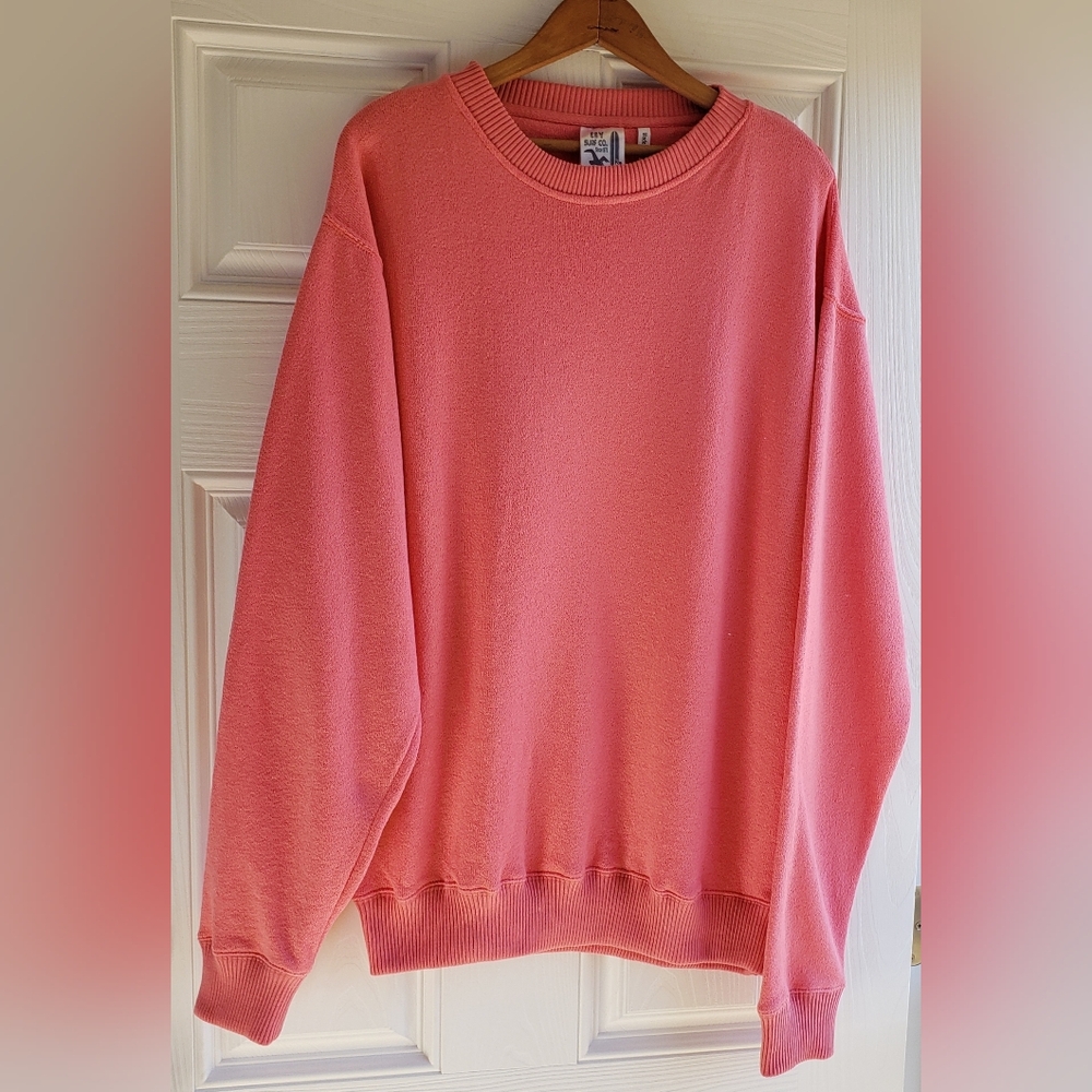 Esy Surf Co. Oversized Cozy Salmon Pink Surfer Sweater Size:Lg
